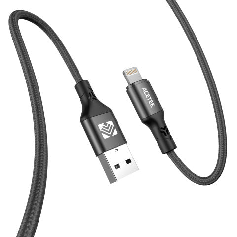 Acetek Nylon Snabbkabel 3.1A (18W) USB A - Lightning 2m